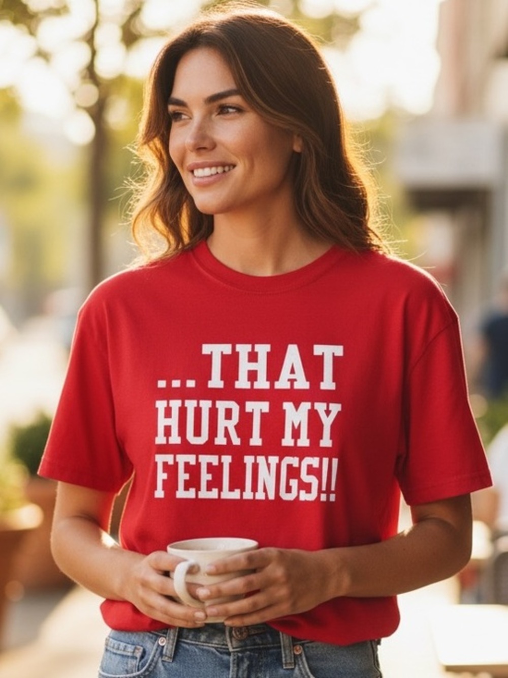 🔴 That Hurt My Feelings Funny Graphic Tee Gildan Ultra Cotton Red Size M